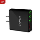 USAMS 3 Port USB Phone Charger LED Display EU Plug Total Max 3.4A Smart Fast Charger Mobile Wall Charger for iPhone iPad Samsung