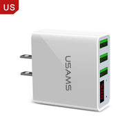 USAMS 3 Port USB Phone Charger LED Display EU Plug Total Max 3.4A Smart Fast Charger Mobile Wall Charger for iPhone iPad Samsung