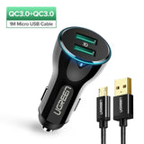 Ugreen 36W USB Car Charger Dual Quick 3.0 Charge for iPhone Xiaomi Huawei USB Fast Charger for Samsung S9 S8 Car Phone Charger