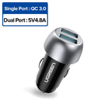 Ugreen 36W USB Car Charger Dual Quick 3.0 Charge for iPhone Xiaomi Huawei USB Fast Charger for Samsung S9 S8 Car Phone Charger