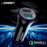 Ugreen Car Charger Quick Charge 3.0 USB Fast Charger for Xiaomi mi 9 iPhone X Xr 8 Huawei Samsung S9 S8 QC 3.0 USB Car Charger