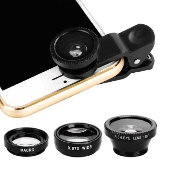Universal Clip 3 in 1 HD Fish Eye Camera Macro Wide Angle Phone Lens For iPhone 7 8 6 6s Plus X For Samsung Xiaomi redmi Huawei