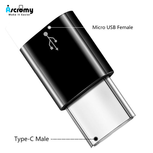Ascromy Micro USB Female to Type C Male Adapter for Xiaomi Mi 8 Redmi Note 7 Huawei P20 Lite Oneplus 6 Samsung S8 Plus S9 Note 9