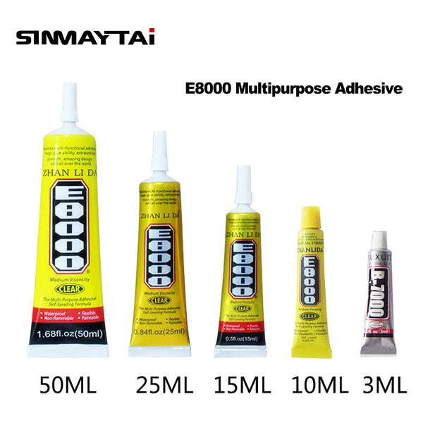 3ml 10ml 15ml 25ml 50ml E8000 Multipurpose Adhesive Epoxy Resin Glue DIY Repair Liquid Glue for Phone Screens Jewelry Glass