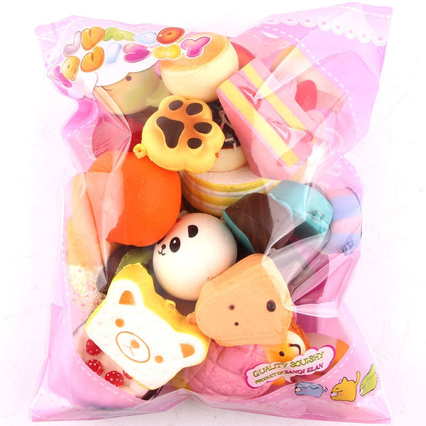 10Pcs Cute Kawaii Soft Squishy Medium Mini Soft Squishy Bread Toys Key Toys Decompression Fun Toys For Child Adult Attention